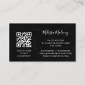 QR-Code | Blue Watercolor Boho Floral Visitenkarte (Rückseite)
