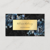 QR-Code | Blue Watercolor Boho Floral Visitenkarte (Vorderseite)