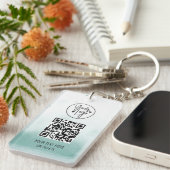 QR-Code Blue Watercolor Business-Logo Beruflich Schlüsselanhänger (Vorderseite rechts)