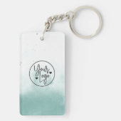 QR-Code Blue Watercolor Business-Logo Beruflich Schlüsselanhänger (Rückseite)