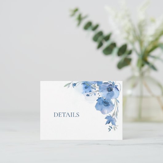 QR Code Blue Watercolor Flower Begleitkarte (Stehend Vorderseite)