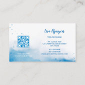 QR Code Blue Watercolor Hintergrundbild Business C Visitenkarte (Rückseite)