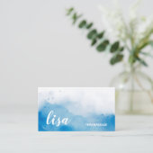 QR Code Blue Watercolor Hintergrundbild Business C Visitenkarte (Stehend Vorderseite)