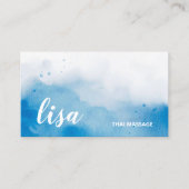 QR Code Blue Watercolor Hintergrundbild Business C Visitenkarte (Vorderseite)