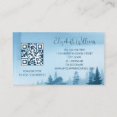 QR Code Blue Watercolor Landscape Visitenkarte (Rückseite)