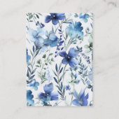 qr code Blue Watercolor Wildblumen Hochzeit Begleitkarte (Rückseite)