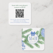 QR Code Blue White Christmas RSVP
