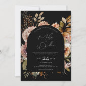 QR-Code Blume Boho Hochzeit im Herbst Einladung (Vorderseite)