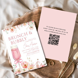 QR-Code Blumenstanze und Brautparty für Bubbly Einladung