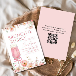 QR-Code Blumenstanze und Brautparty für Bubbly Einladung