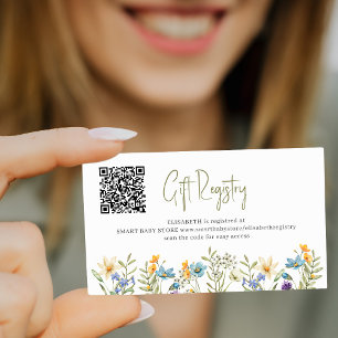 QR-Code Blumenvorlage Geschenk-Registry für Baby-P Begleitkarte