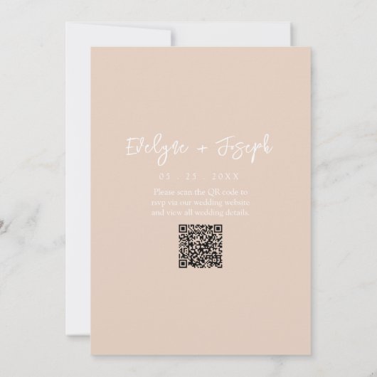QR Code Blush Boho Chic Moderne Hochzeit Einladung (Rückseite)