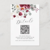 QR Code Blush & Burgund Blumenzwiebeldetails Begleitkarte (Vorderseite)