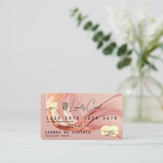 QR-Code Blush Modern Business Loyalty Credit Card Visitenkarte (Stehend Vorderseite)