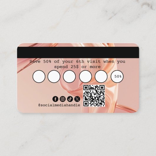 QR-Code Blush Modern Business Loyalty Credit Card Visitenkarte (Rückseite)
