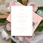 QR Code Blush Pink Classic Monogram Wedding Einladung