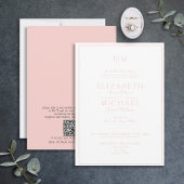 QR Code Blush Pink Classic Monogram Wedding Einladung