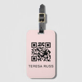QR-Code Blush Pink Feminines Scannbares Kontaktinf Gepäckanhänger (Vorderseite Vertikal)