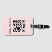 QR-Code Blush Pink Feminines Scannbares Kontaktinf Gepäckanhänger (Vorderseite (Horizontal))