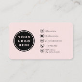 QR-Code Blush-Pink-Foto Visitenkarte (Rückseite)