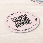 QR-Code | Blush Pink Modern Feminine Girl Runder Pappuntersetzer (Angewinkelt)