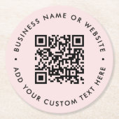 QR-Code | Blush Pink Modern Feminine Girl Runder Pappuntersetzer (Vorderseite)