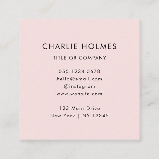 QR-Code | Blush Pink Modernes Beruflich Quadratische Visitenkarte (Rückseite)