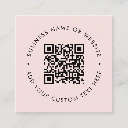 QR-Code | Blush Pink Modernes Beruflich Quadratische Visitenkarte (Vorderseite)