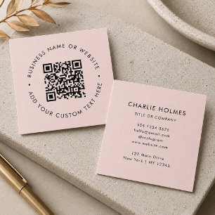 QR-Code   Blush Pink Modernes Beruflich Quadratische Visitenkarte