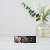 QR Code | Blush Rosen Schwarz Mini Visitenkarte (Stehend Vorderseite)