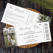 QR Code Boarding Pass Wedding Tropical Destination Einladung