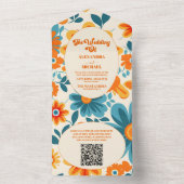 QR Code Bohemisch Retro Lässige Hochzeit All In One Einladung (Innen Boden)