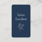 QR-Code Boho Blume Illustration Simple Navy Blue Visitenkarte (Vorderseite)