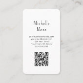 QR-Code Boho Blume Illustration Simple Navy Blue Visitenkarte (Rückseite)