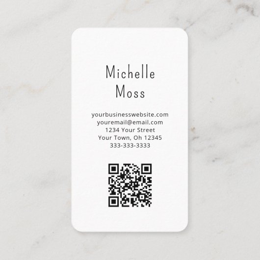 QR-Code Boho Blume Illustration Simple Navy Blue Visitenkarte (Rückseite)