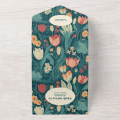 QR Code Boho Chic Retro farbenfrohe Blumenhochzeit All In One Einladung (Außenbereich)