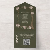 QR Code Boho Chic Retro Floral Retro All In One Einladung (Innen Boden)