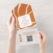 QR Code Boho Chic Retro Floral Wedding All In One Einladung (Abreißen)