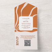 QR Code Boho Chic Retro Floral Wedding All In One Einladung (Innen Boden)