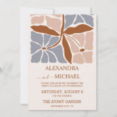 QR Code Boho Chic Retro Floral Wedding Einladung (Vorderseite)