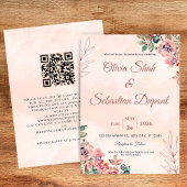 QR Code Boho Floral Wedding Einladung