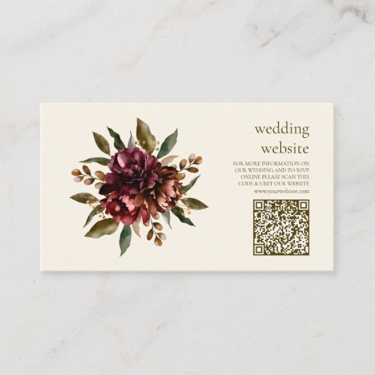 Qr code Boho Herbstliche Wildblume Botanische Hoch Begleitkarte (Vorderseite)