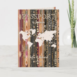 QR-Code Boho-Hochzeits-Reiseziel-Pass-Karte  Einladung