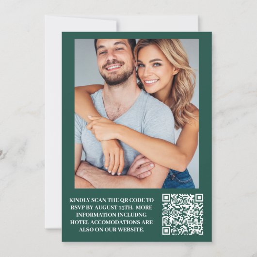 QR Code Boho Retro Floral Wedding  Einladung (Rückseite)