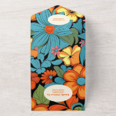 QR Code Boho Seventies Retro Blumenhochzeit All In One Einladung (Außenbereich)