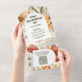 QR Code Boho Wildblume Botanische Hochzeit All In One Einladung (Abreißen)