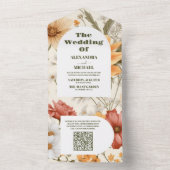 QR Code Boho Wildblume Botanische Hochzeit All In One Einladung (Innen Boden)