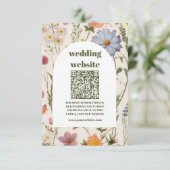 qr code Boho Wildblume Botanische Hochzeit Begleitkarte (Stehend Vorderseite)