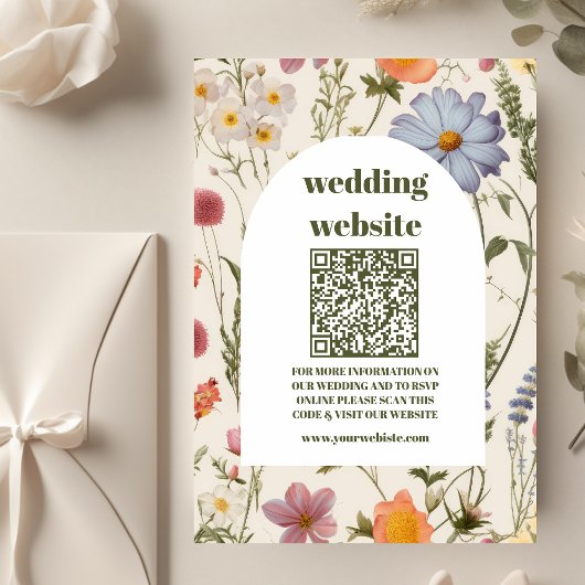 qr code Boho Wildblume Botanische Hochzeit Begleitkarte