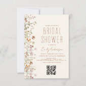 QR Code Boho Wildblume Brautparty Einladung (Vorderseite)